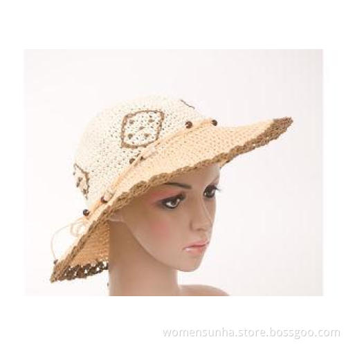 Fashionable Brown Packable Sun Hat With Mix Color , Paper S
